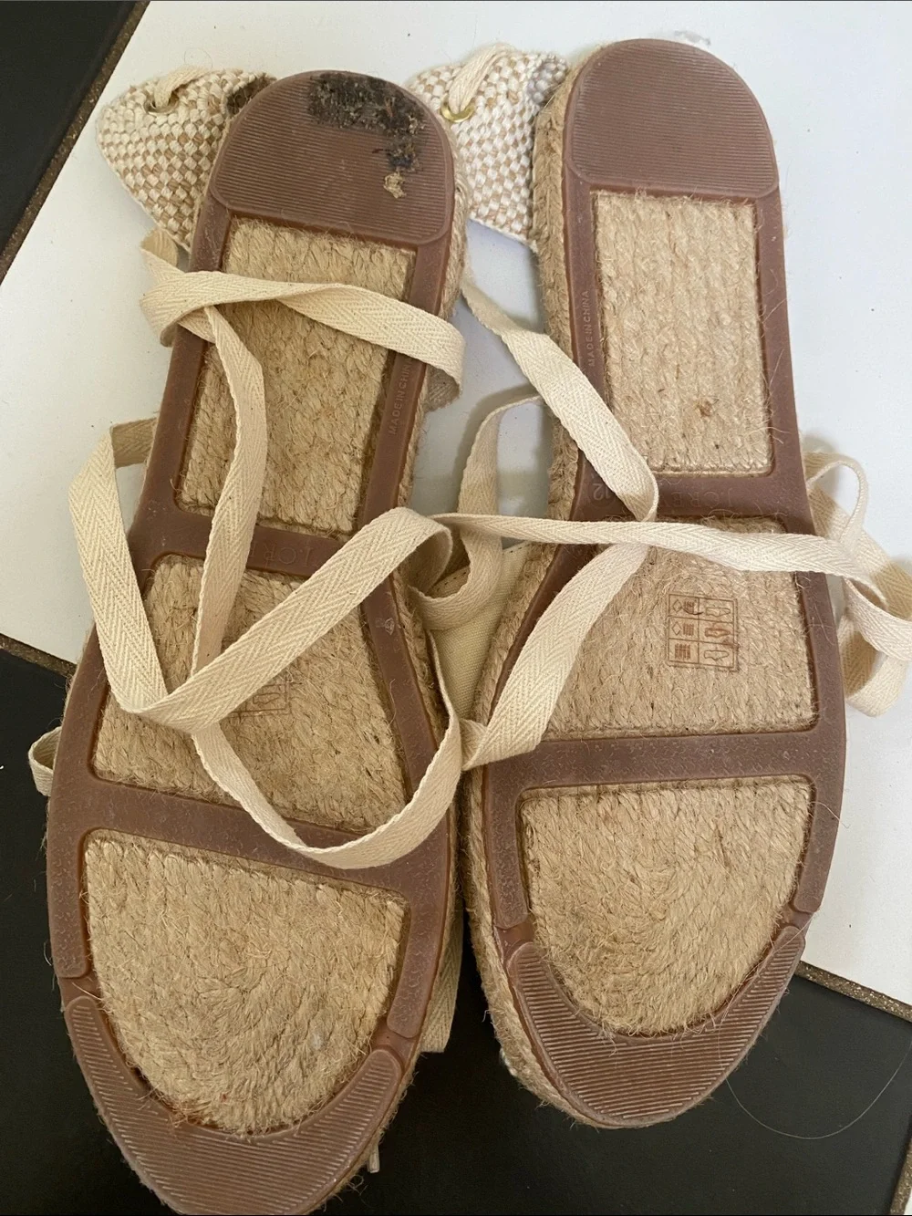 J. Crew Cream Canvas Espadrille Lace-Up Sandals women’s size 12